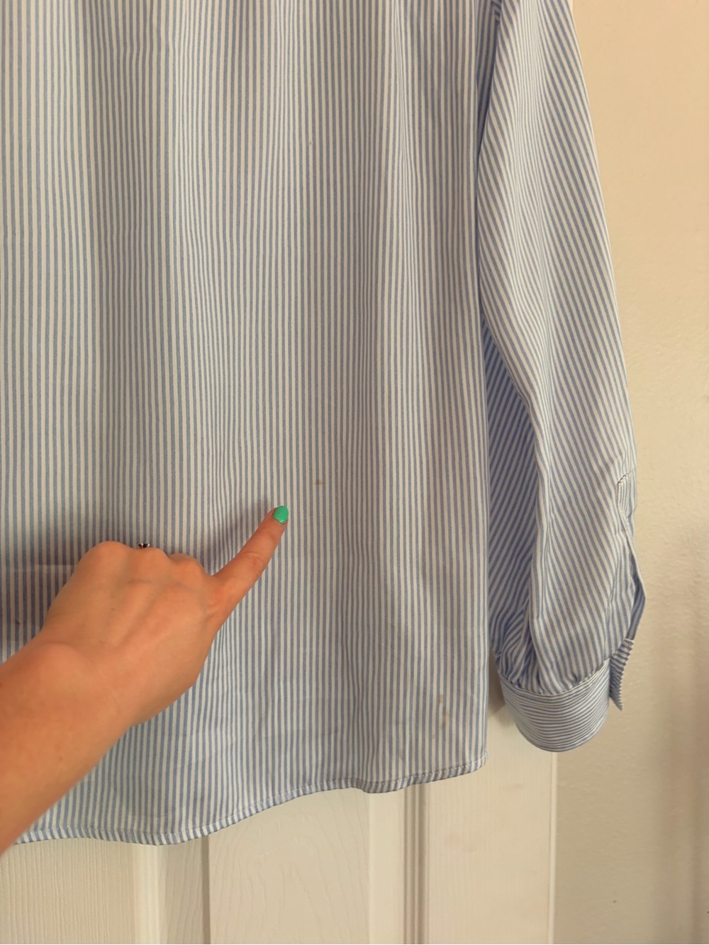 Ariat Light Blue and White Pinstripe Long-Sleeve Dress Shirt - Picture 5 of 5